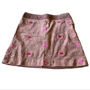 Lilly Pulitzer Vtg 90s Brown Corduroy Cassie Saddle Horse Skirt 4